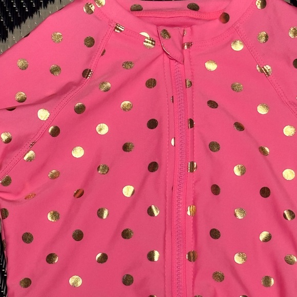 Wonder Nation Pink and Gold Dot Kids Rashguard - Picture 2 of 4